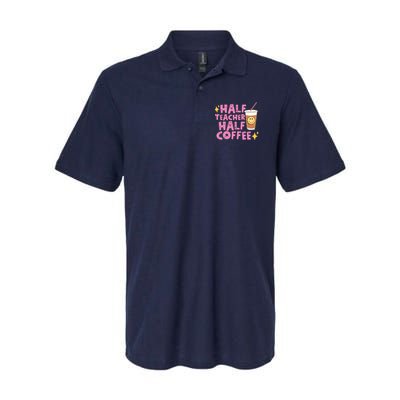 Half Teacher Half Coffee Teacher Coffee Teach Repeat Softstyle Adult Sport Polo