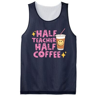 Half Teacher Half Coffee Teacher Coffee Teach Repeat Mesh Reversible Basketball Jersey Tank