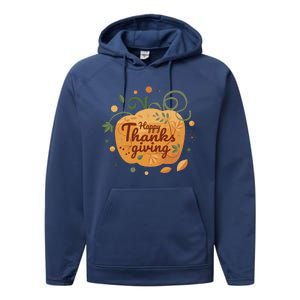 Happy Thanksgiving Holiday Pumpkin Autumn Performance Fleece Hoodie