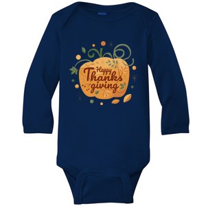 Happy Thanksgiving Holiday Pumpkin Autumn Baby Long Sleeve Bodysuit