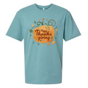 Happy Thanksgiving Holiday Pumpkin Autumn Sueded Cloud Jersey T-Shirt