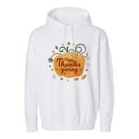 Happy Thanksgiving Holiday Pumpkin Autumn Garment-Dyed Fleece Hoodie