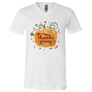 Happy Thanksgiving Holiday Pumpkin Autumn V-Neck T-Shirt