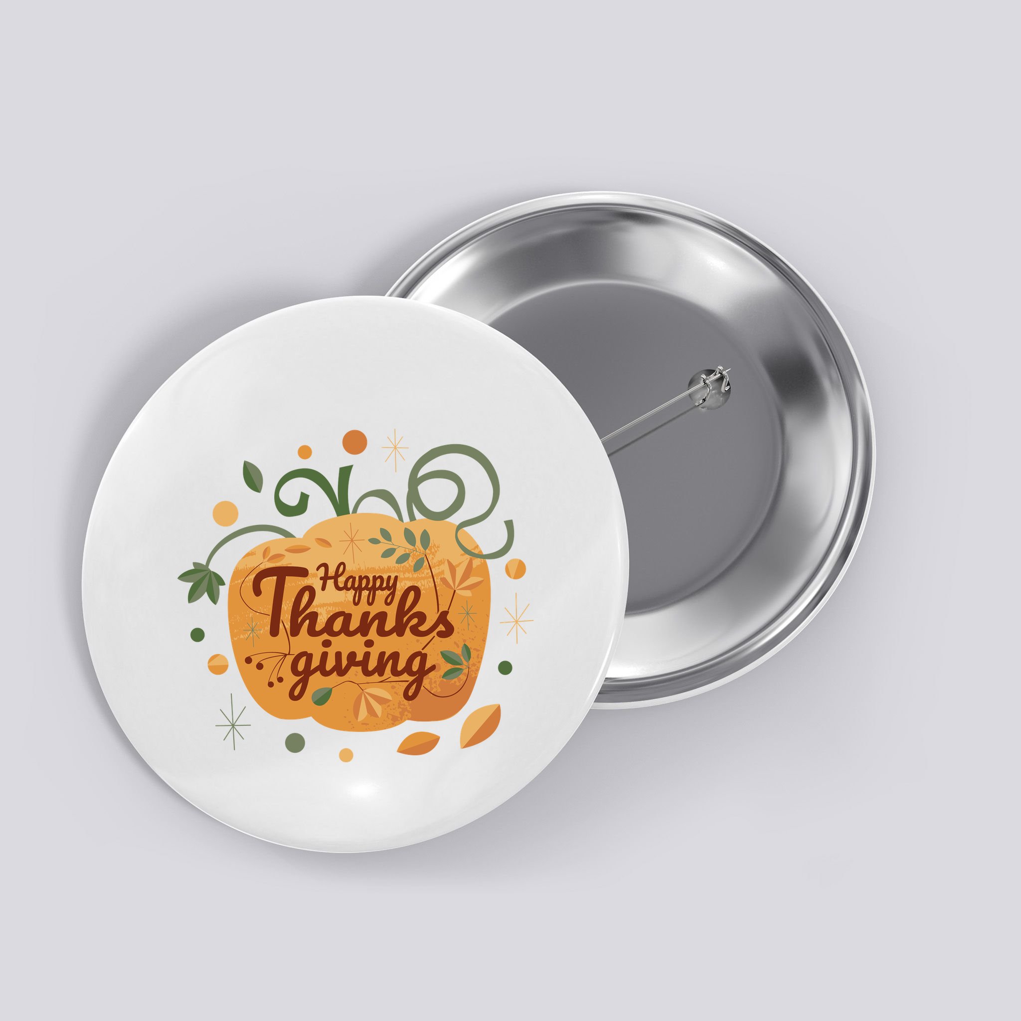 Happy Thanksgiving Holiday Pumpkin Autumn Button