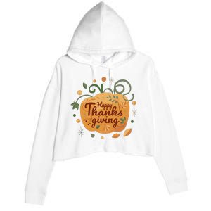 Happy Thanksgiving Holiday Pumpkin Autumn Crop Fleece Hoodie