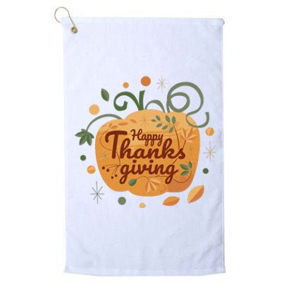 Happy Thanksgiving Holiday Pumpkin Autumn Platinum Collection Golf Towel