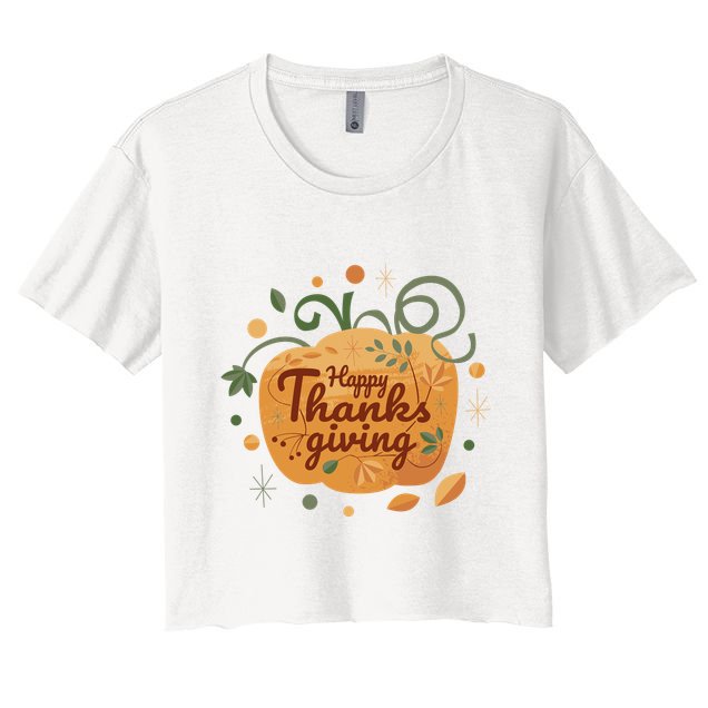 Happy Thanksgiving Holiday Pumpkin Autumn Crop Top
