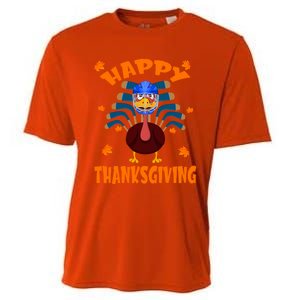 Happy Thanksgiving Hockey Lover Turkey Playing Hockey Gift Cooling Performance Crew T-Shirt