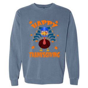 Happy Thanksgiving Hockey Lover Turkey Playing Hockey Gift Garment-Dyed Sweatshirt