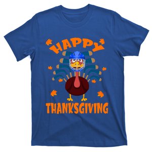 Happy Thanksgiving Hockey Lover Turkey Playing Hockey Gift T-Shirt