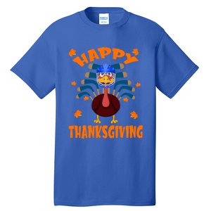 Happy Thanksgiving Hockey Lover Turkey Playing Hockey Gift Tall T-Shirt