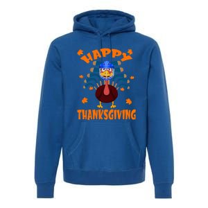 Happy Thanksgiving Hockey Lover Turkey Playing Hockey Gift Premium Hoodie