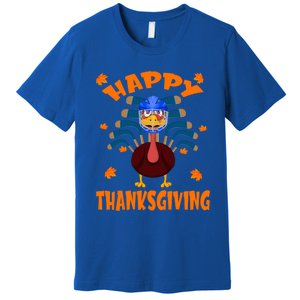 Happy Thanksgiving Hockey Lover Turkey Playing Hockey Gift Premium T-Shirt