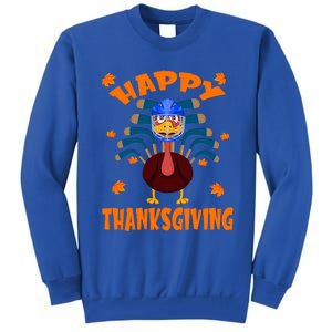 Happy Thanksgiving Hockey Lover Turkey Playing Hockey Gift Tall Sweatshirt