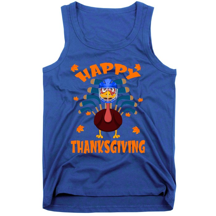 Happy Thanksgiving Hockey Lover Turkey Playing Hockey Gift Tank Top