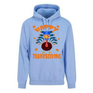 Happy Thanksgiving Hockey Lover Turkey Playing Hockey Gift Unisex Surf Hoodie