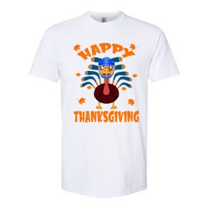 Happy Thanksgiving Hockey Lover Turkey Playing Hockey Gift Softstyle CVC T-Shirt