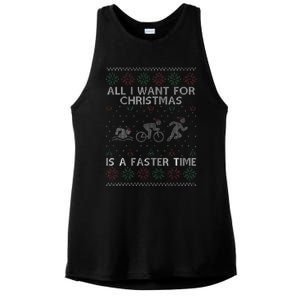 Hilarious Triathlon Holiday Sweater for Triathlete Celebration Ladies PosiCharge Tri-Blend Wicking Tank