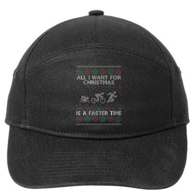 Hilarious Triathlon Holiday Sweater for Triathlete Celebration 7-Panel Snapback Hat