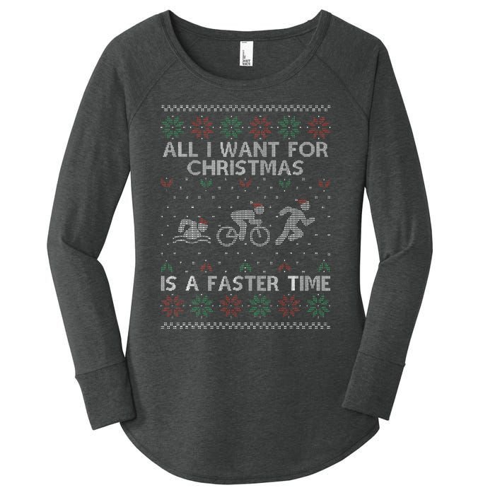 Hilarious Triathlon Holiday Sweater for Triathlete Celebration Women's Perfect Tri Tunic Long Sleeve Shirt