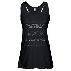 Hilarious Triathlon Holiday Sweater for Triathlete Celebration Ladies Essential Flowy Tank