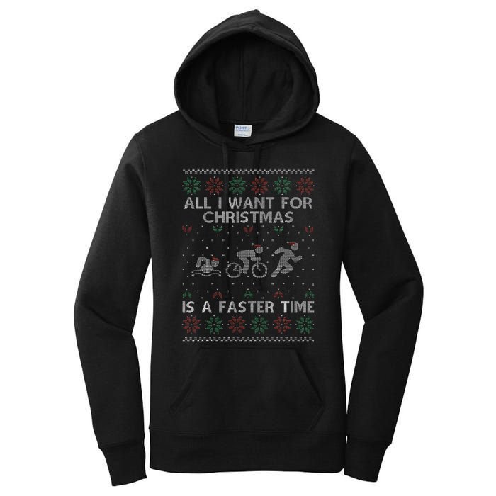 Hilarious Triathlon Holiday Sweater for Triathlete Celebration Women's Pullover Hoodie