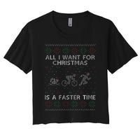 Hilarious Triathlon Holiday Sweater for Triathlete Celebration Women's Crop Top Tee