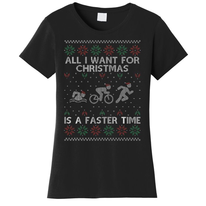 Hilarious Triathlon Holiday Sweater for Triathlete Celebration Women's T-Shirt