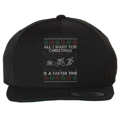 Hilarious Triathlon Holiday Sweater for Triathlete Celebration Wool Snapback Cap