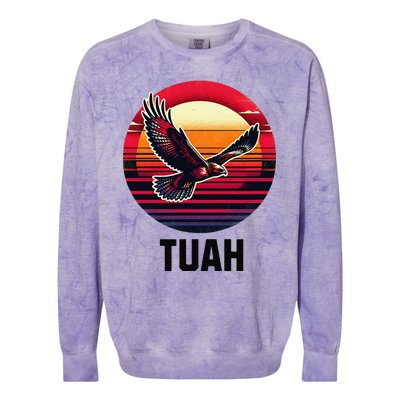 Hawk Tuah Hawk Tush Colorblast Crewneck Sweatshirt