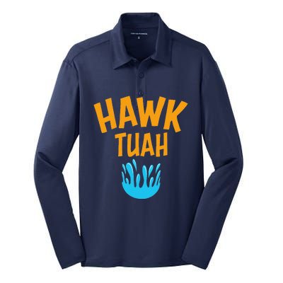 Hawk Tuah Silk Touch Performance Long Sleeve Polo