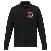 Half Teacher Half Coffee Teacher Performance Long Sleeve Polo