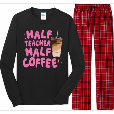 Half Teacher Half Coffee Teacher Long Sleeve Pajama Set