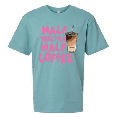 Half Teacher Half Coffee Teacher Sueded Cloud Jersey T-Shirt