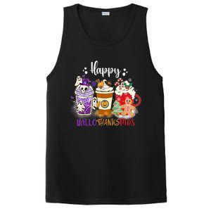 Halloween Thanksgiving Happy HalloThanksMas Coffee Latte PosiCharge Competitor Tank