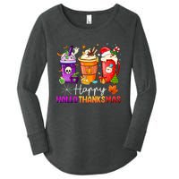 Halloween Thanksgiving Happy Hallothanksmas Coffee Latte Women's Perfect Tri Tunic Long Sleeve Shirt