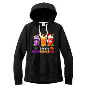 Halloween Thanksgiving Happy Hallothanksmas Coffee Latte Women's Fleece Hoodie