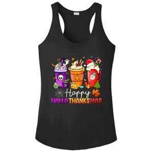 Halloween Thanksgiving Happy Hallothanksmas Coffee Latte Ladies PosiCharge Competitor Racerback Tank