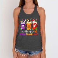 Halloween Thanksgiving Happy Hallothanksmas Coffee Latte Women's Knotted Racerback Tank