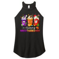 Halloween Thanksgiving Happy Hallothanksmas Coffee Latte Women's Perfect Tri Rocker Tank