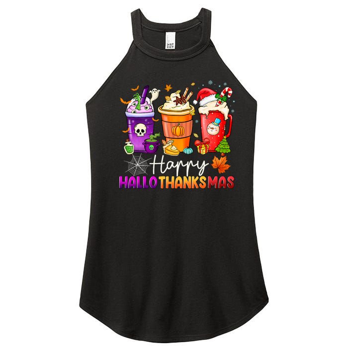 Halloween Thanksgiving Happy Hallothanksmas Coffee Latte Women's Perfect Tri Rocker Tank