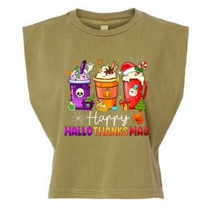 Halloween Thanksgiving Happy Hallothanksmas Coffee Latte Garment-Dyed Women's Muscle Tee