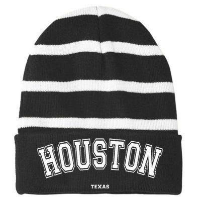 Houston Texas Striped Beanie with Solid Band