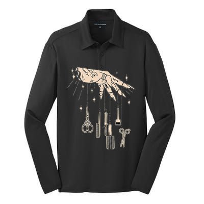 Hairstylist Tattooed Hairdresser Work Hair Salon Silk Touch Performance Long Sleeve Polo