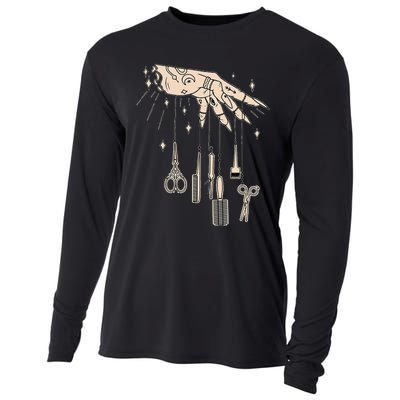 Hairstylist Tattooed Hairdresser Work Hair Salon Cooling Performance Long Sleeve Crew