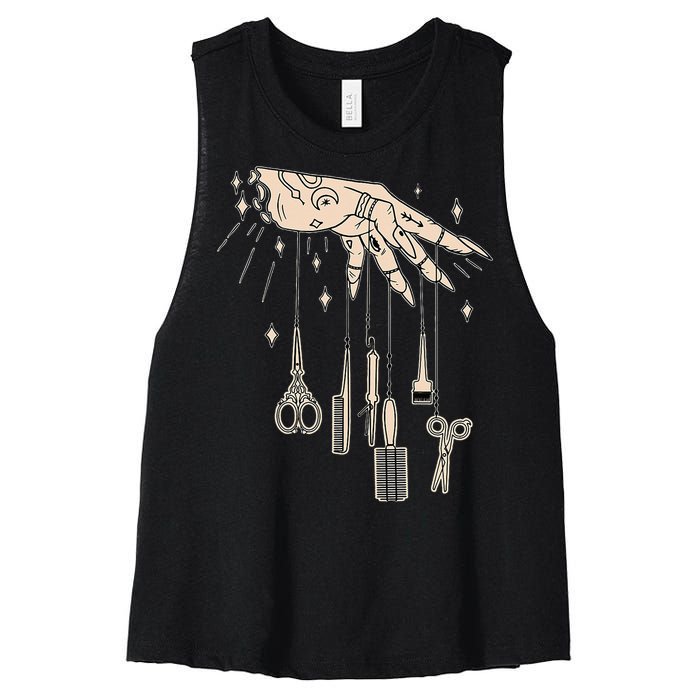 Hairstylist Tattooed Hairdresser Work Hair Salon Women's Racerback Cropped Tank