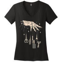 Hairstylist Tattooed Hairdresser Work Hair Salon Women's V-Neck T-Shirt