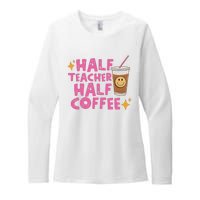 Half Teacher Half Coffee Teacher Coffee Teach Repeat Womens CVC Long Sleeve Shirt