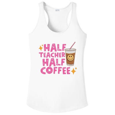 Half Teacher Half Coffee Teacher Coffee Teach Repeat Ladies PosiCharge Competitor Racerback Tank