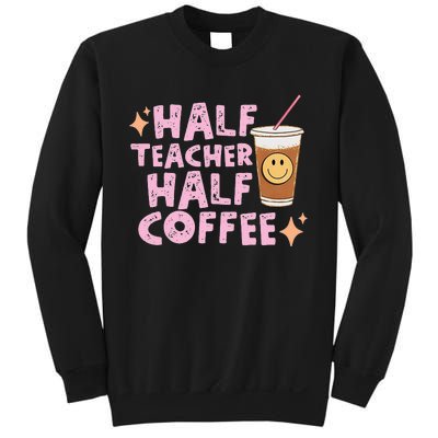 Half Teacher Half Coffee Groovy Teacher's Day Sweatshirt